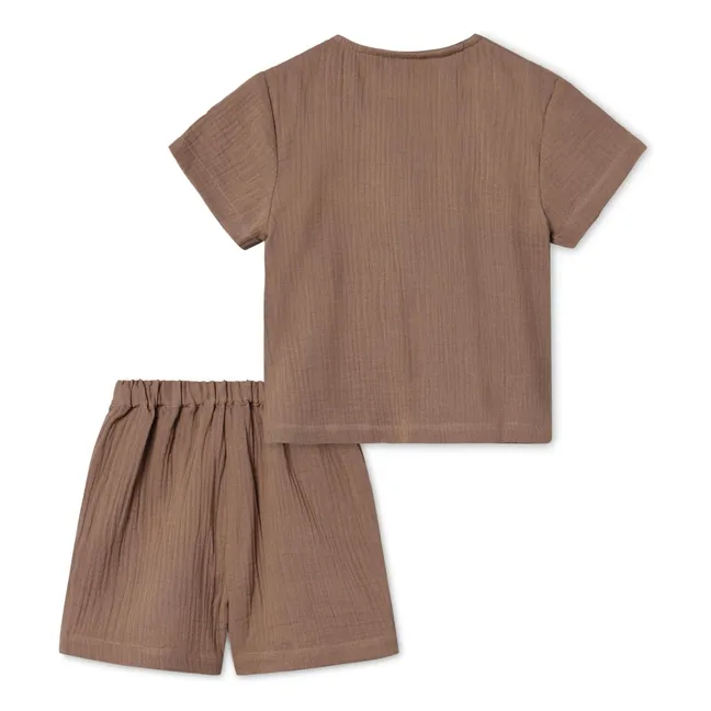 Conjunto de blusa y pantalón corto Cha Cha | Marrón