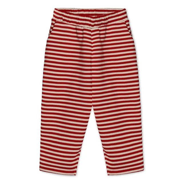Pantaloni Alvin a righe in cotone biologico | Rosso