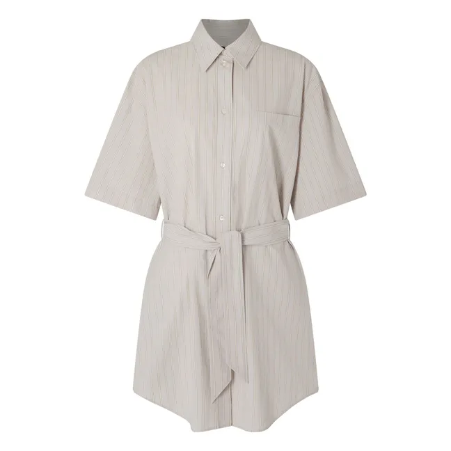 Kleid Dahlia Gestreift Bio-Baumwolle | Hellgrau