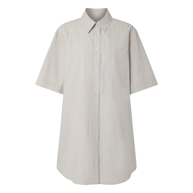 Kleid Dahlia Gestreift Bio-Baumwolle | Hellgrau