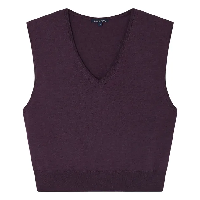Sonia Sleeveless Merino Wool Sweater | Purple
