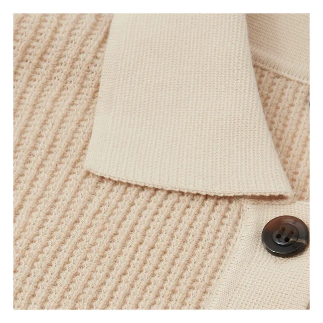 David Organic Cotton and Merino Wool Polo Sweater | Ecru