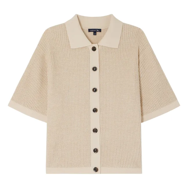David Organic Cotton and Merino Wool Polo Sweater | Ecru