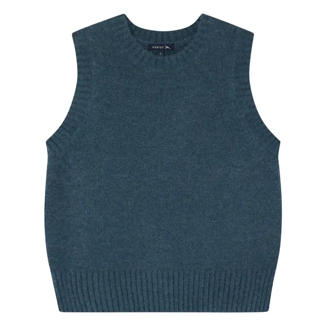 Namaste Alpaca and Merino Wool Sleeveless Sweater | Emerald green