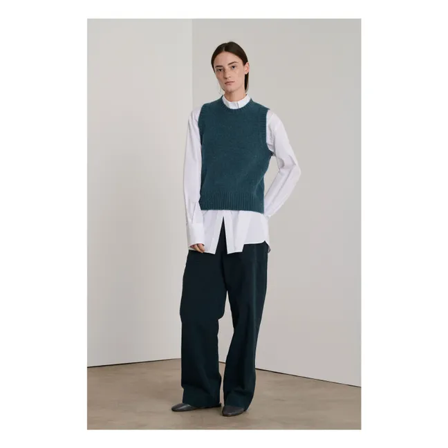 Namaste Alpaca and Merino Wool Sleeveless Sweater | Emerald green