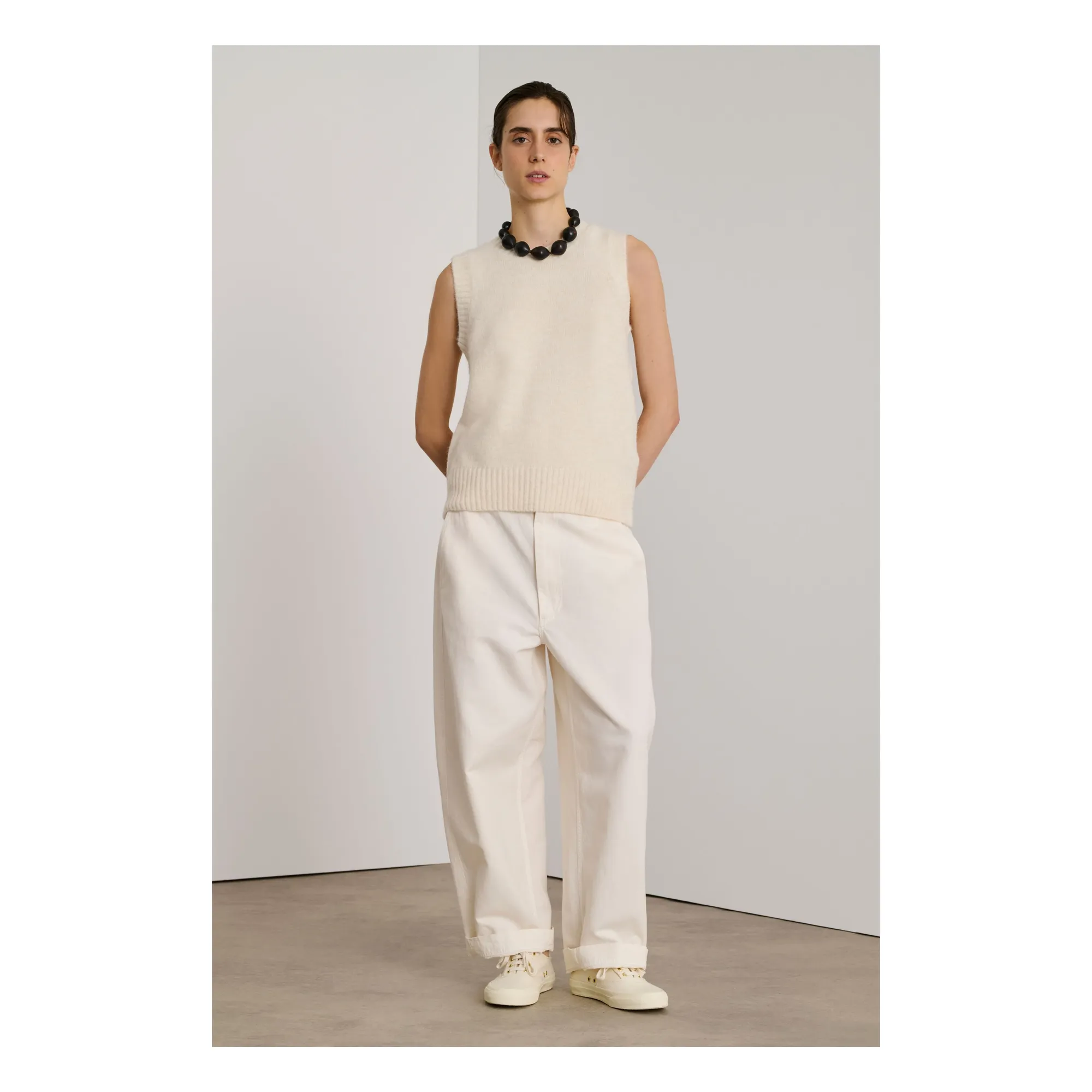 Soeur Ecru Namaste Sleeveless Sweater