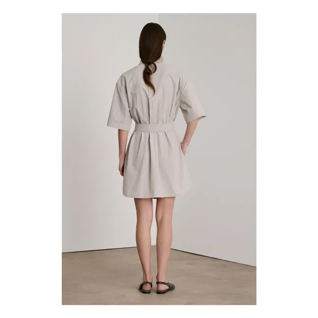 Kleid Dahlia Gestreift Bio-Baumwolle | Hellgrau
