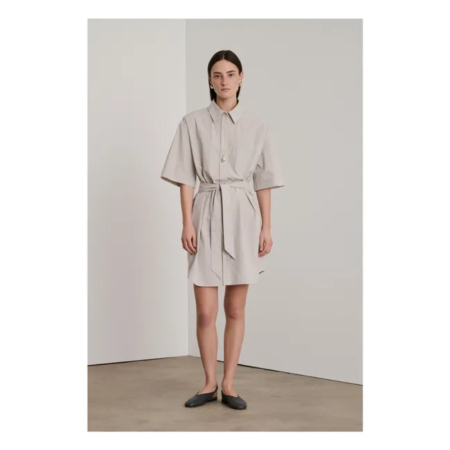 Kleid Dahlia Gestreift Bio-Baumwolle | Hellgrau