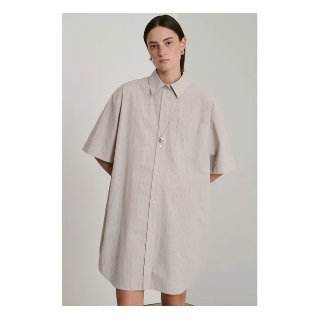 Kleid Dahlia Gestreift Bio-Baumwolle | Hellgrau