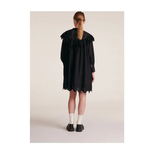 Anita Voile Embroidered Dress | Black
