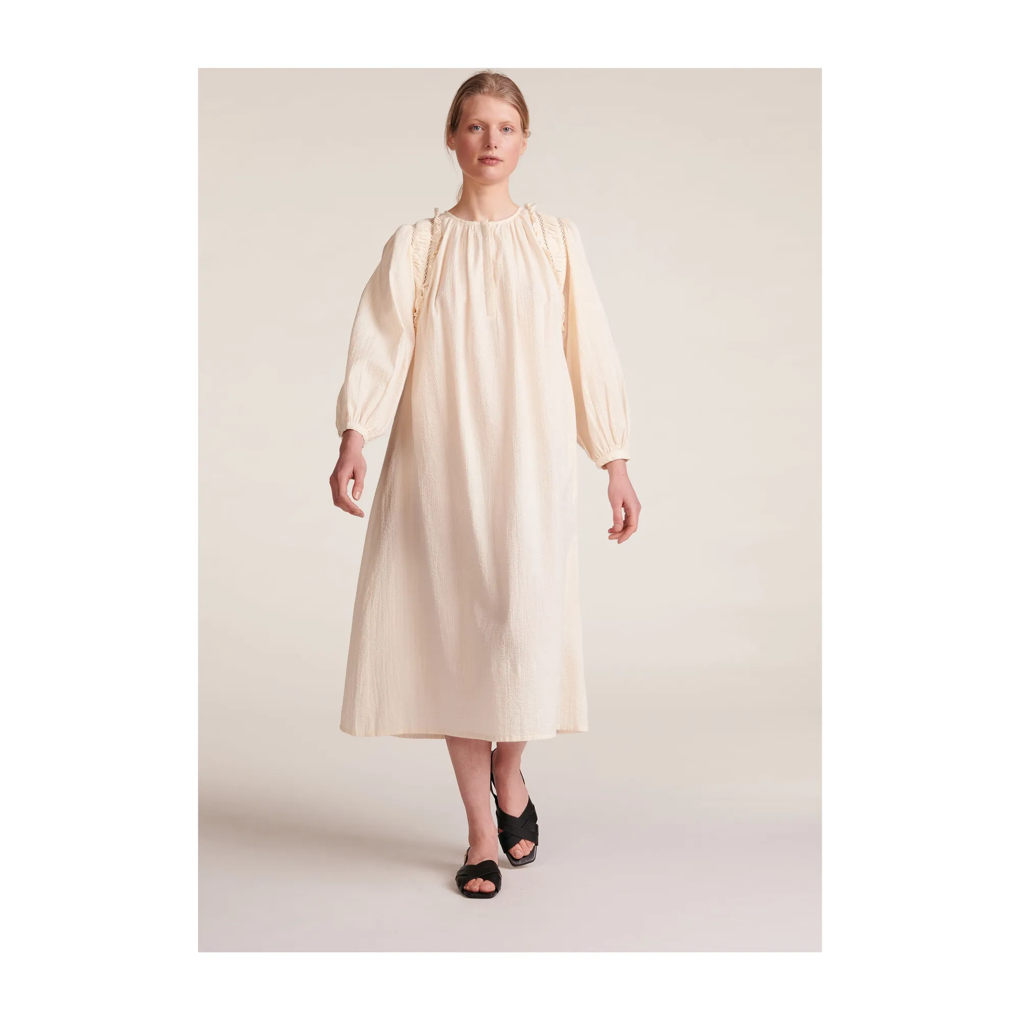 Bellepiece White Dolores Dobby Stripes Dress