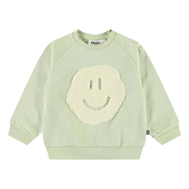 Conjunto de chándal y sudadera Smiley de algodón orgánico | Verde Almendra