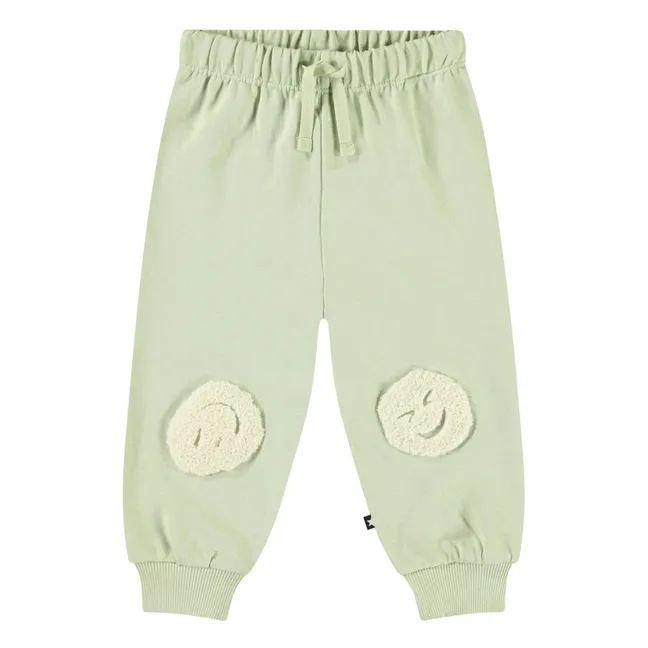 Conjunto de chándal y sudadera Smiley de algodón orgánico | Verde Almendra
