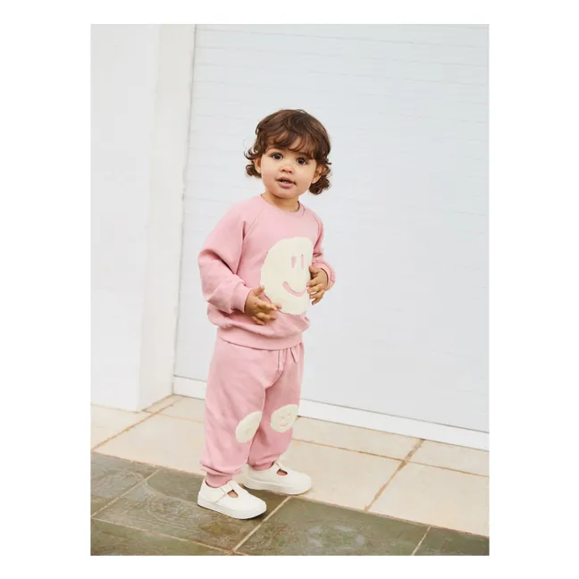 Ensemble Sweat et Jogger Smiley Coton Bio | Rose