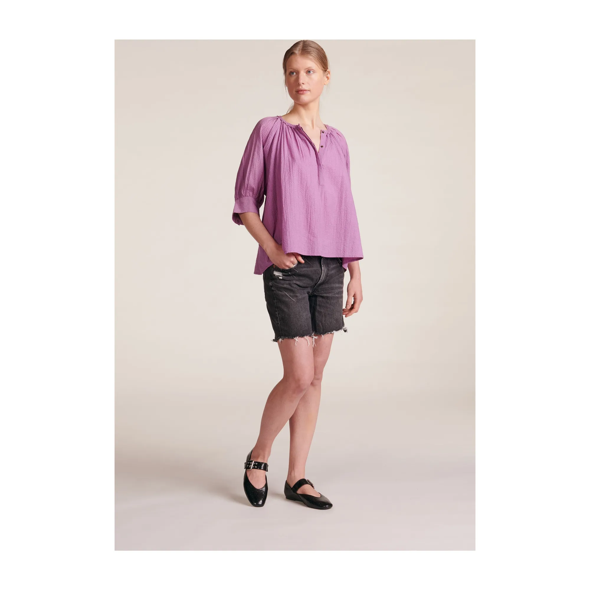 Bellepiece Mauve Emilia Dobby Stripes Blouse