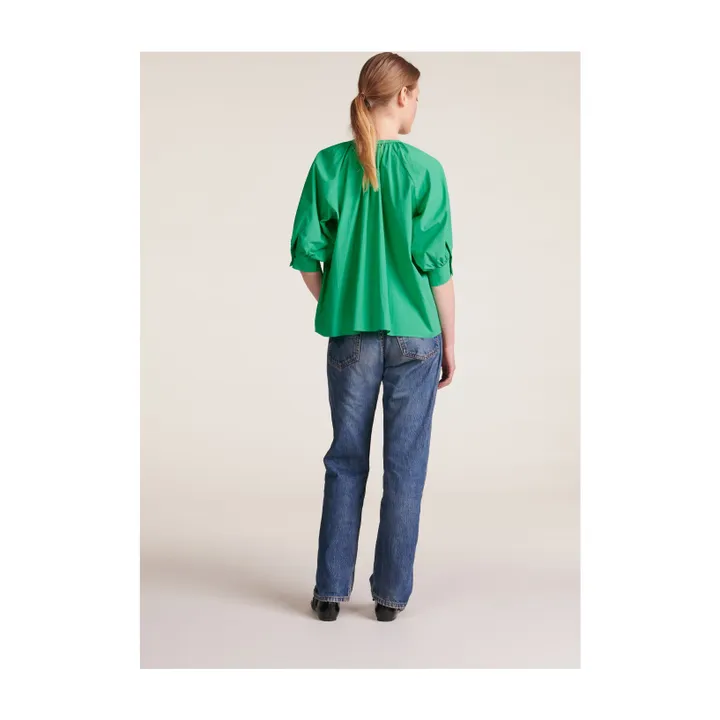 Blouse Emilia Popeline de Coton | Vert- Image produit n°2