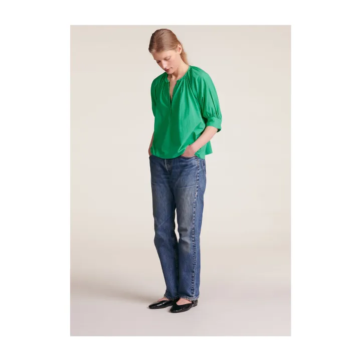 Blouse Emilia Popeline de Coton | Vert- Image produit n°0