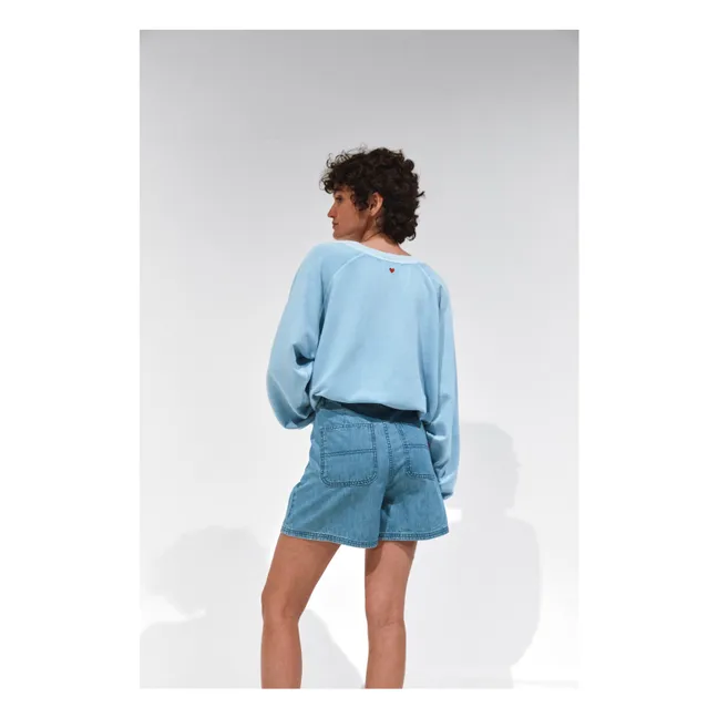 Sudadera Boston de algodón orgánico | Azul Laguna