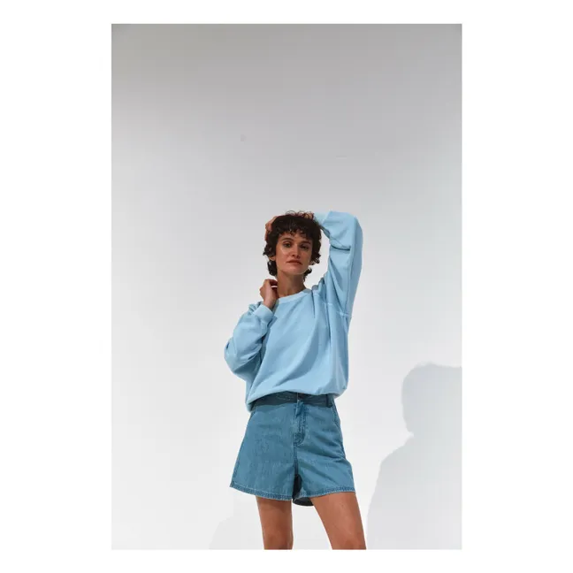 Sudadera Boston de algodón orgánico | Azul Laguna