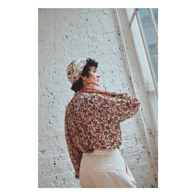 Blusa Bolina de algodón y seda estampada | Rosa Viejo