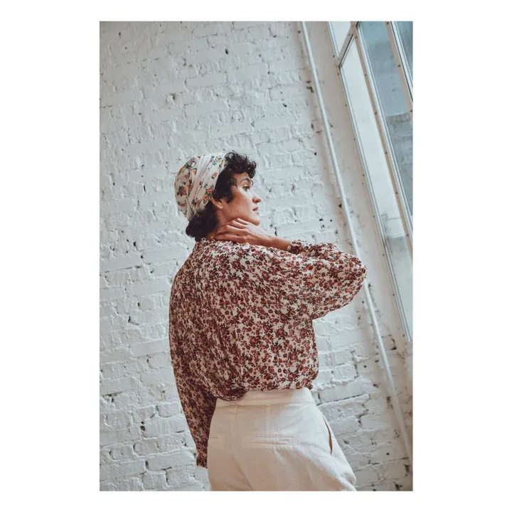 Bolina Printed Cotton and Silk Blouse | Dusty Pink- Product image n°7