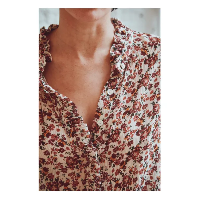 Blusa Bolina de algodón y seda estampada | Rosa Viejo