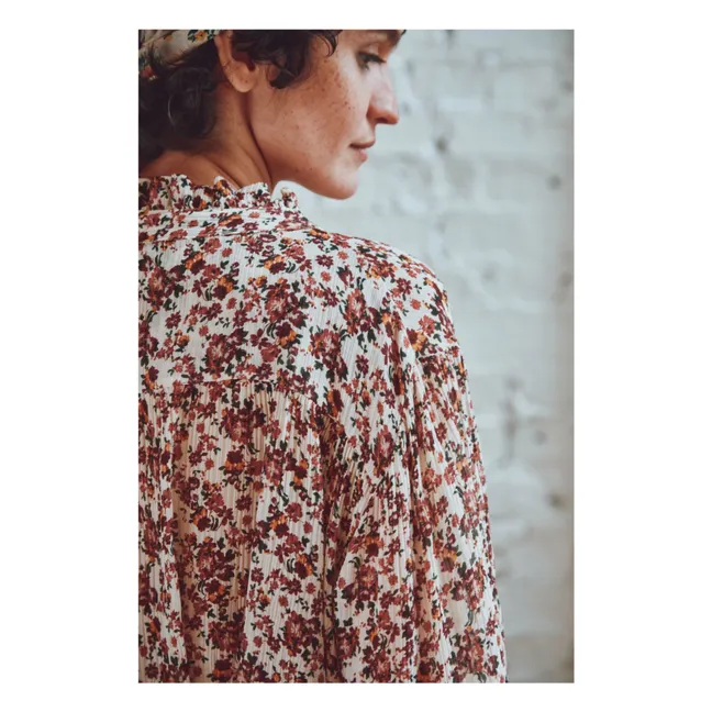 Blusa Bolina de algodón y seda estampada | Rosa Viejo