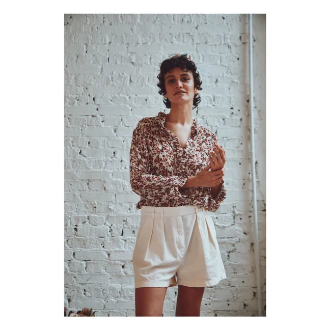 Blusa Bolina de algodón y seda estampada | Rosa Viejo