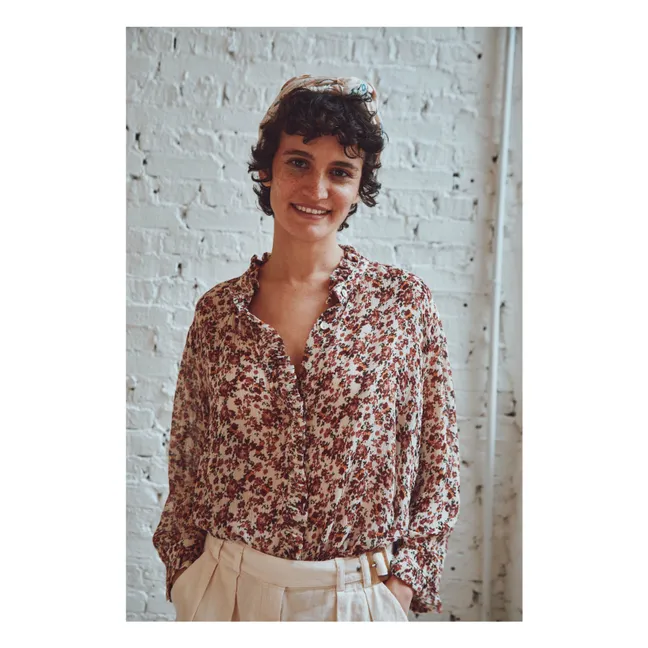 Blusa Bolina de algodón y seda estampada | Rosa Viejo