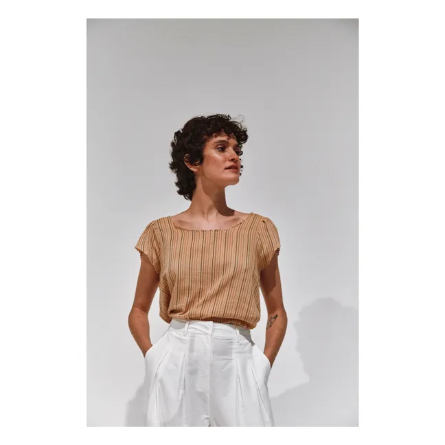 Bluse Beth Streifen | Kamelbraun