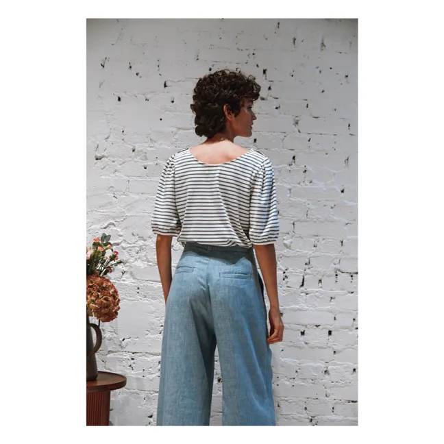 Maglietta Berlioz a righe in cotone biologico | Blu