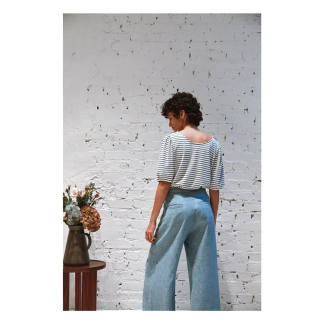 Maglietta Berlioz a righe in cotone biologico | Blu