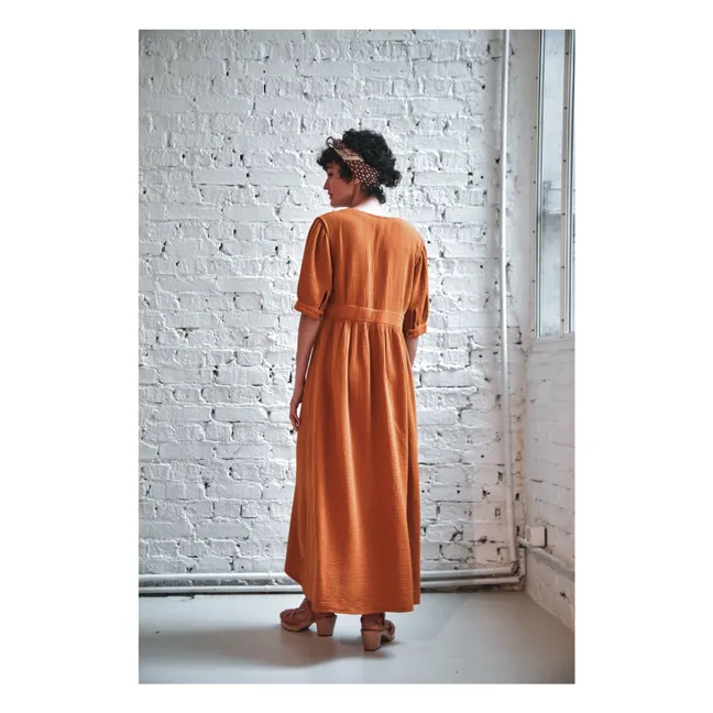 Kleid Bruna Gaze aus Baumwolle | Gelbe Ingwer