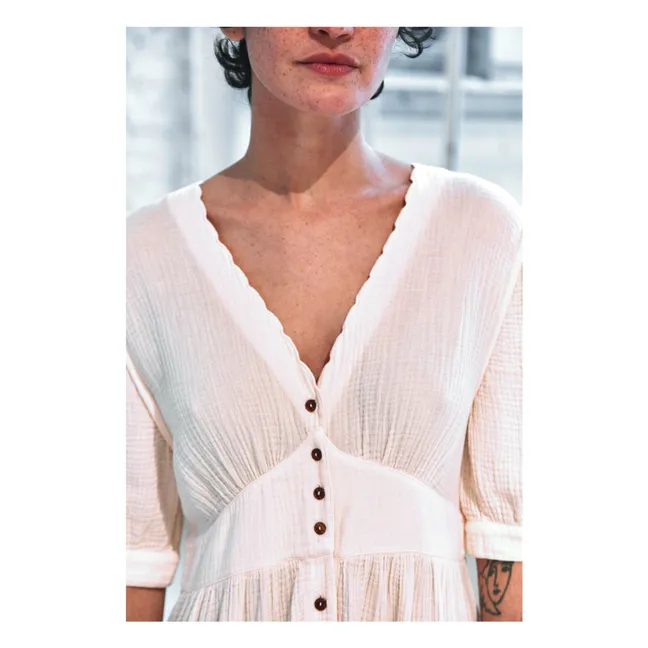 Vestido de gasa de algodón Bruna | Crema