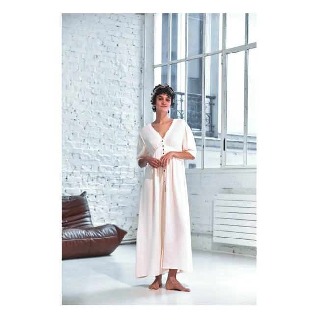 Kleid Bruna Gaze aus Baumwolle | Cremefarben