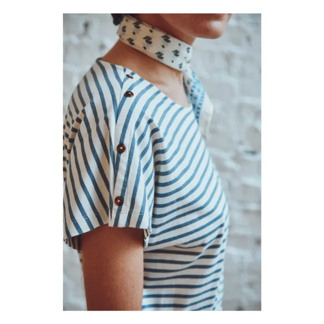 Kleid Bénédicte Streifen Bio-Baumwolle | Blau