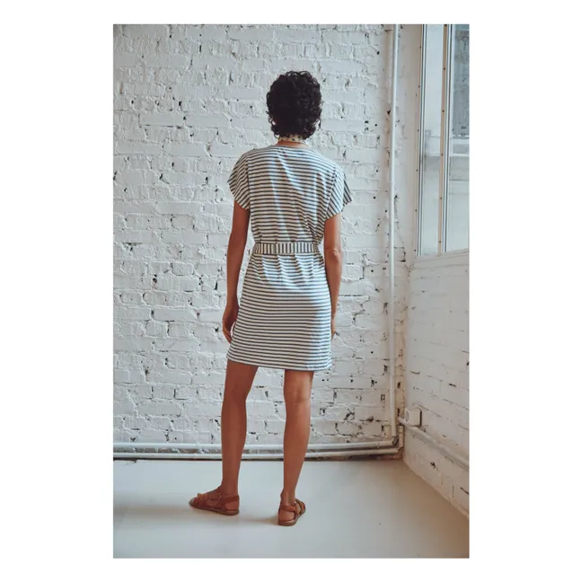 Kleid Bénédicte Streifen Bio-Baumwolle | Blau