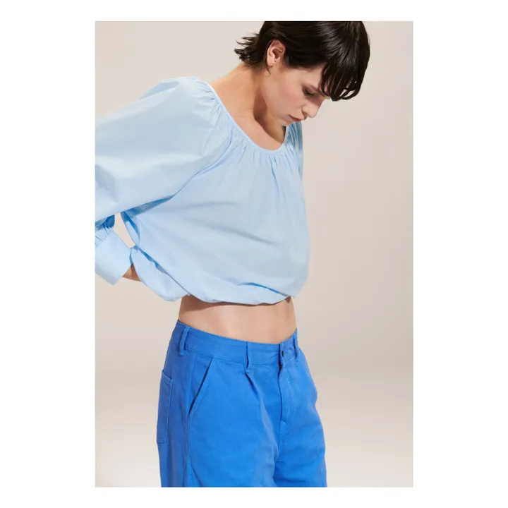 Blouse Lola Popeline de Coton | Bleu ciel- Image produit n°3