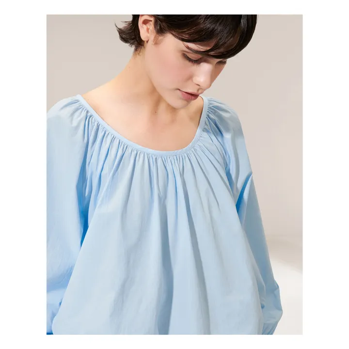 Blouse Lola Popeline de Coton | Bleu ciel- Image produit n°4