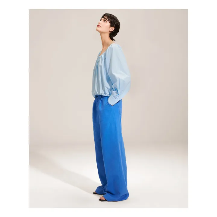 Blouse Lola Popeline de Coton | Bleu ciel- Image produit n°1
