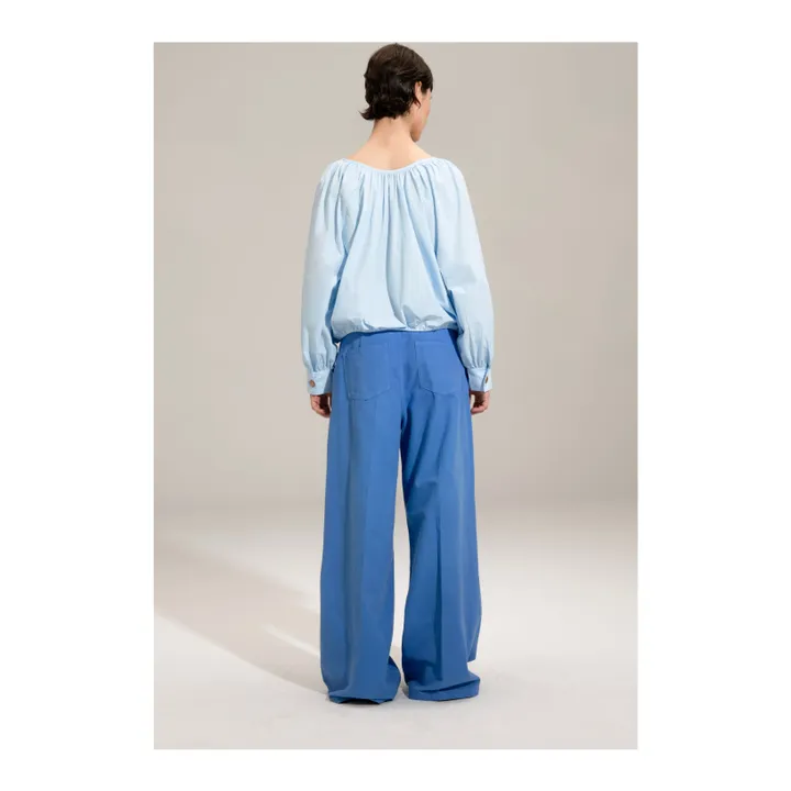Blouse Lola Popeline de Coton | Bleu ciel- Image produit n°2