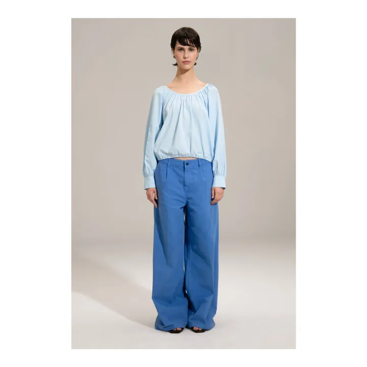 Blouse Lola Popeline de Coton | Bleu ciel- Image produit n°0