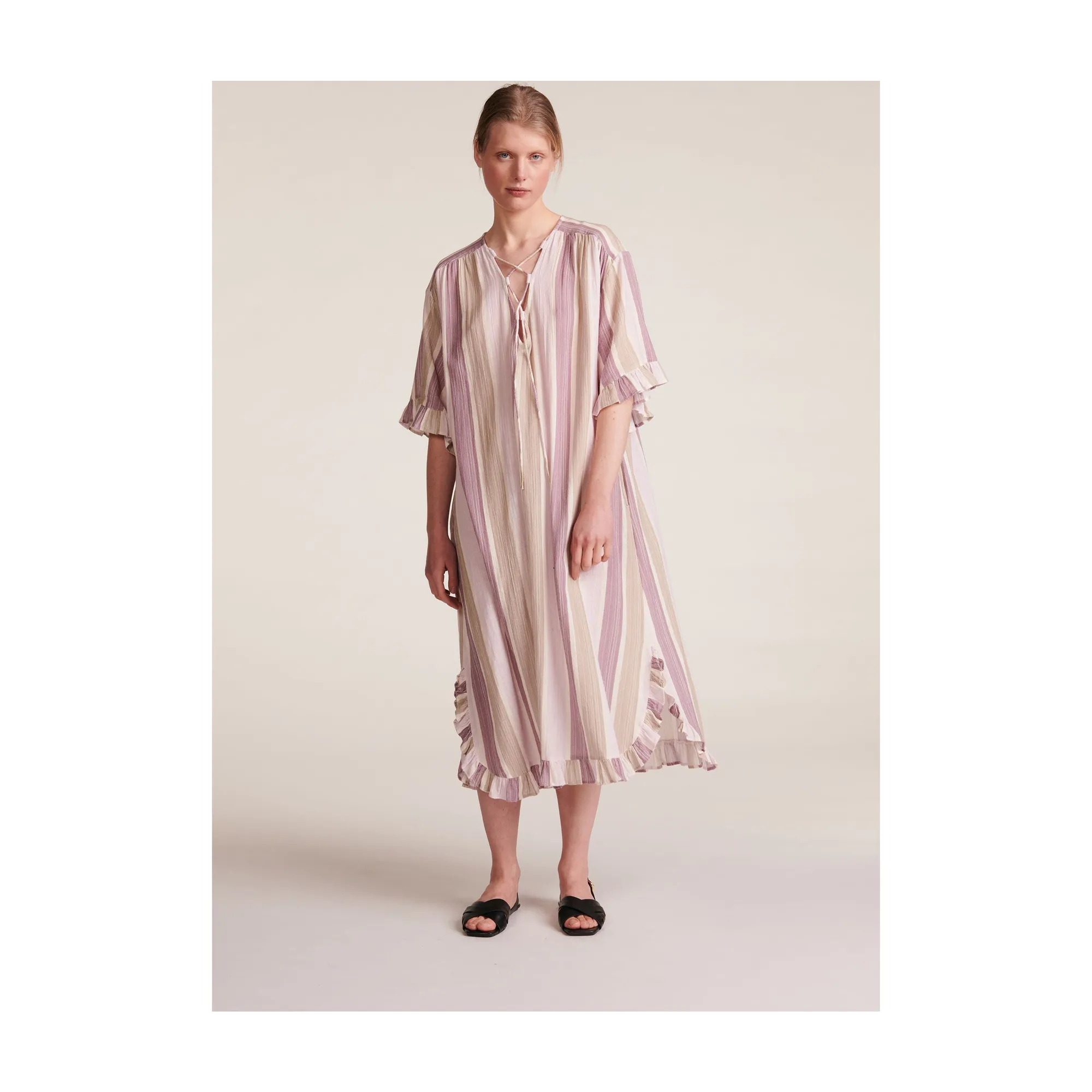 Bellepiece Purple Lourdes Stripes Dress