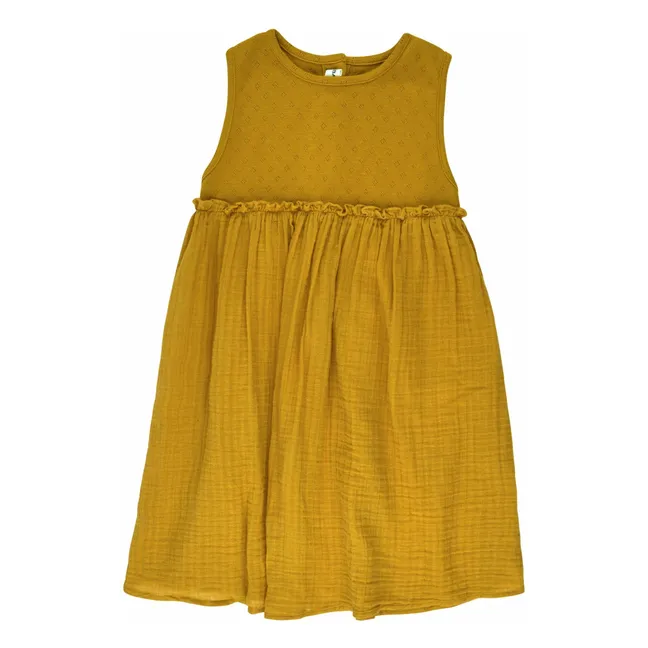 Kleid Chiara Gaze aus Baumwolle | Senffarben