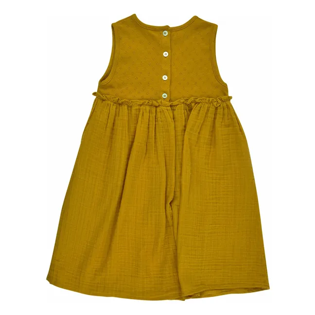 Kleid Chiara Gaze aus Baumwolle | Senffarben