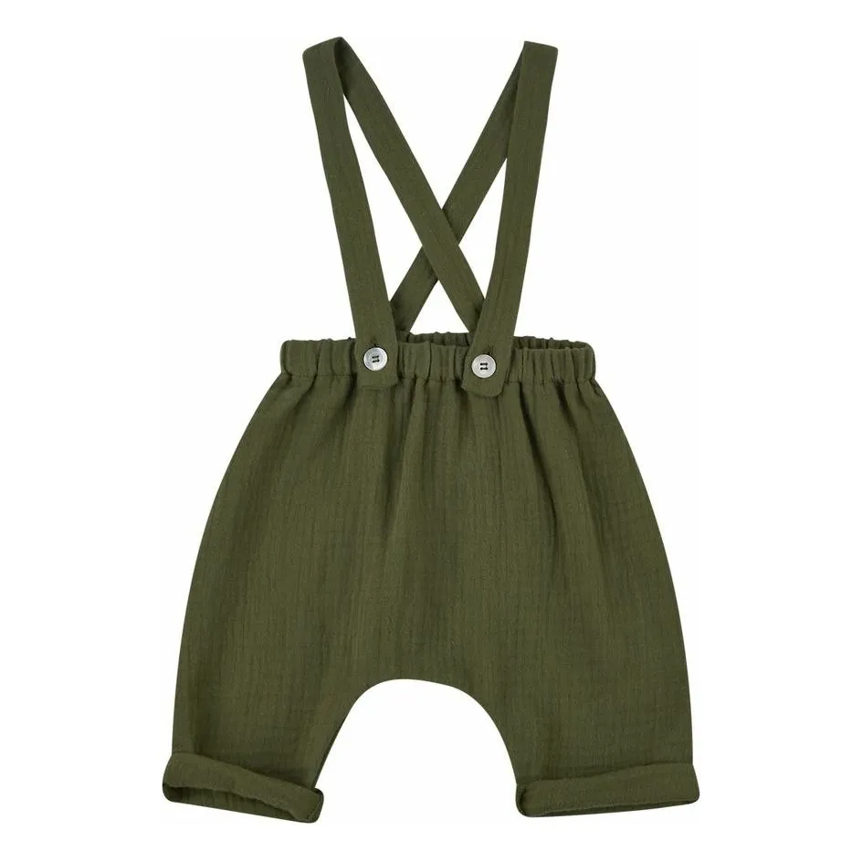 Babe & Tess Khaki Organic Cotton Overalls