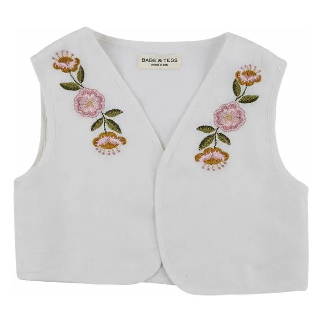 Cardigan floreale in lino | Bianco