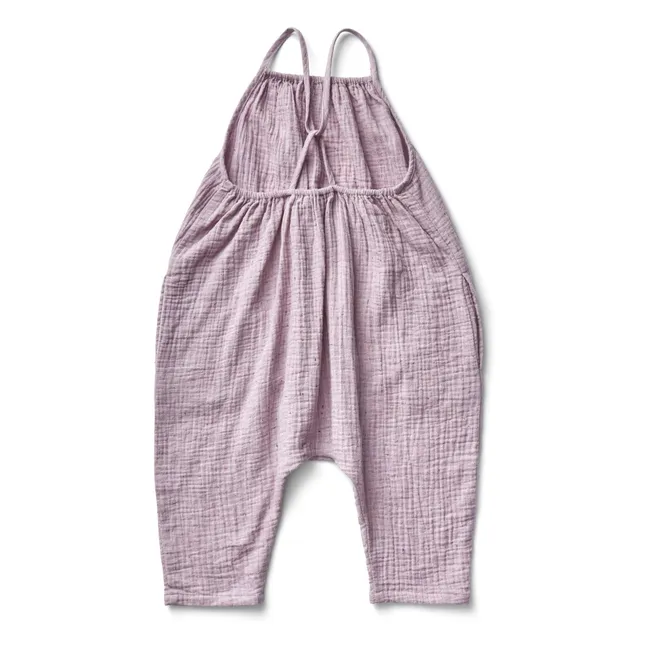 Inès organic cotton gauze overalls | Lilac