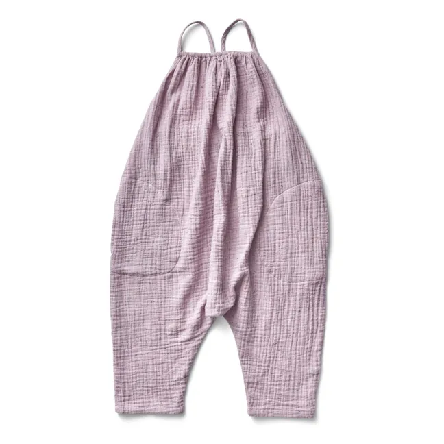 Inès organic cotton gauze overalls | Lilac