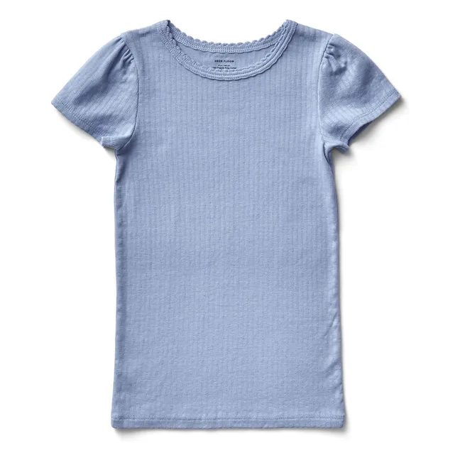 T-shirt Pouf Pointelle Coton Bio | Bleu ciel